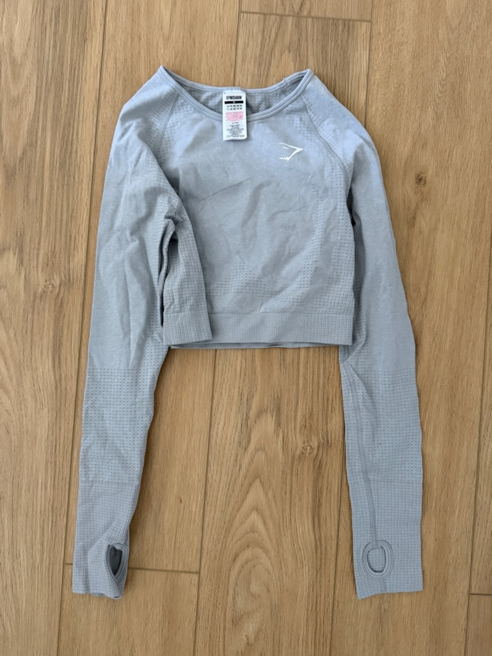 Gymshark Light Gray Seamless Crop Long Sleeve Top